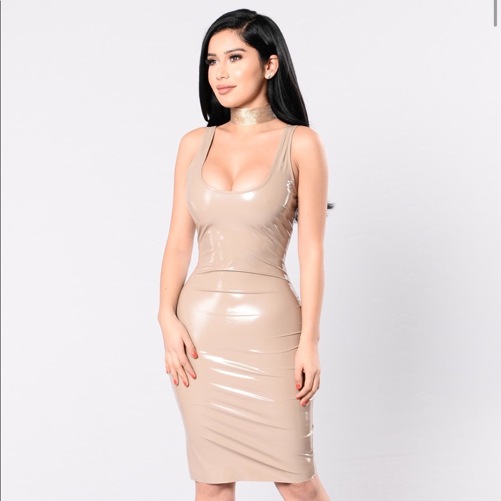 Fashion Nova - Nude Latex Dress - Medium